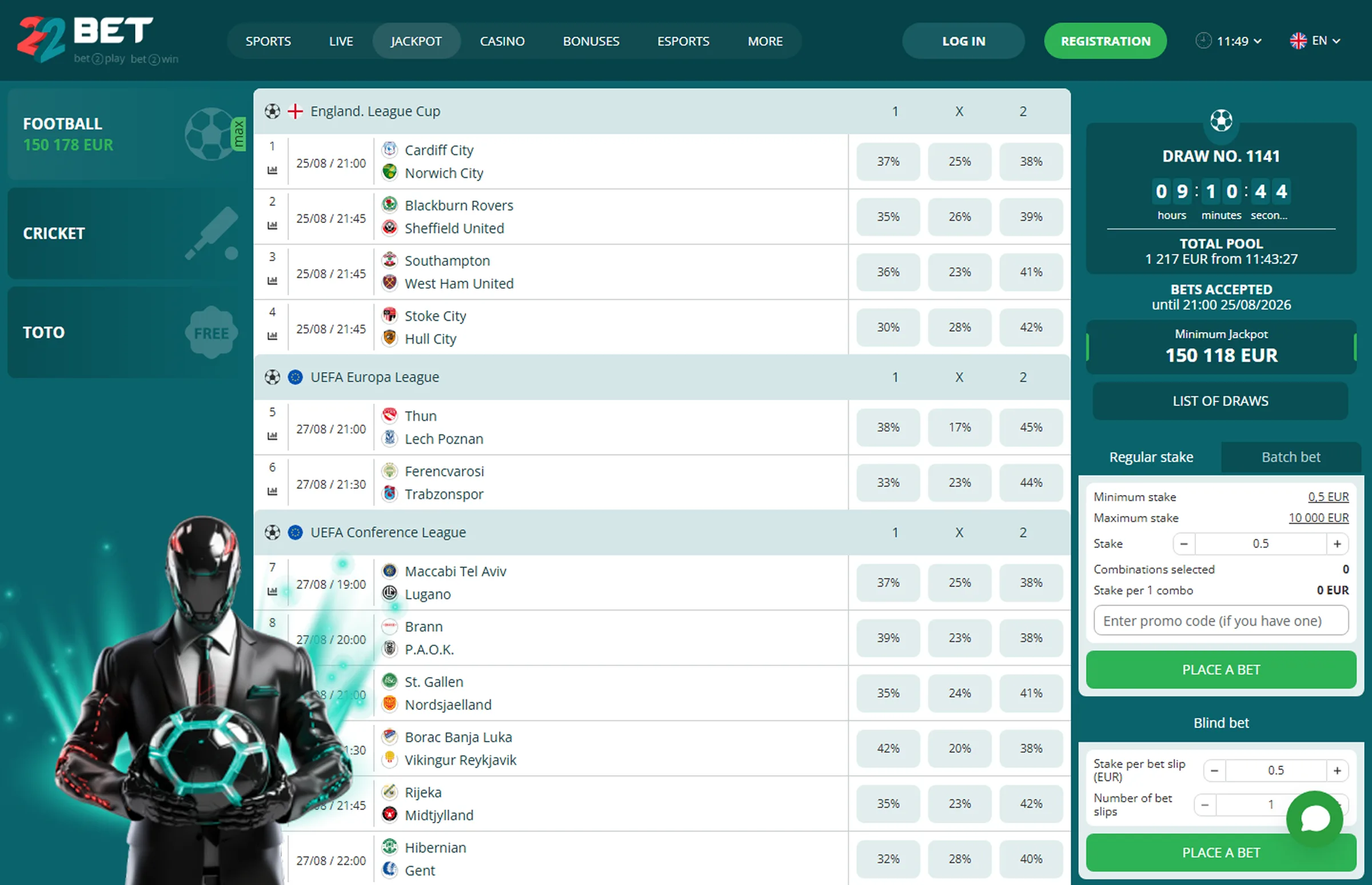 22Bet Live Betting
